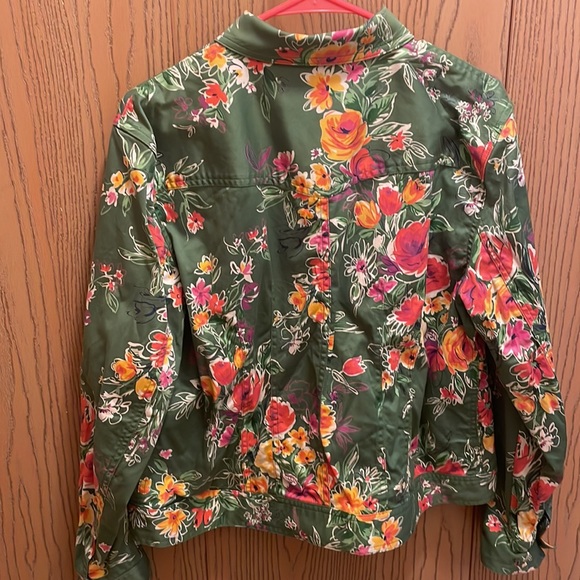 Jones New York Sport Green Flower Jacket Size Large - Picture 3 of 4